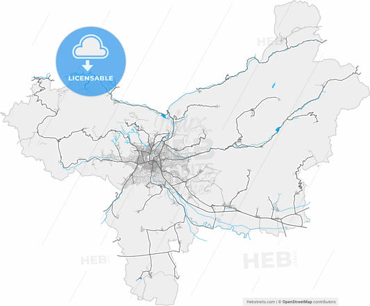 Turhal, Tokat, Turkey, high resolution vector map - Instant download PDF and JPG