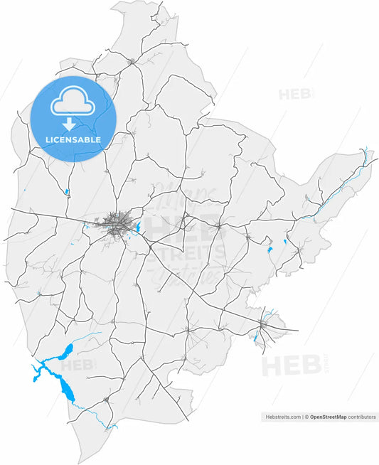 Sorgun, Yozgat, Turkey, high resolution vector map - Instant download PDF and JPG
