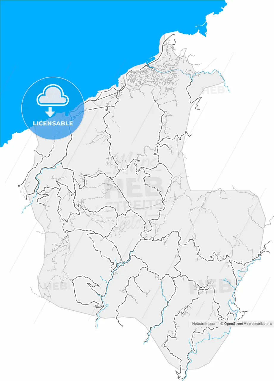 Kozlu, Zonguldak, Turkey, high resolution vector map - Instant download PDF and JPG