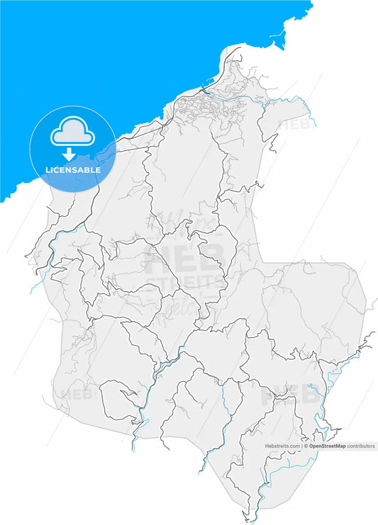 Kozlu, Zonguldak, Turkey, high resolution vector map - Instant download PDF and JPG