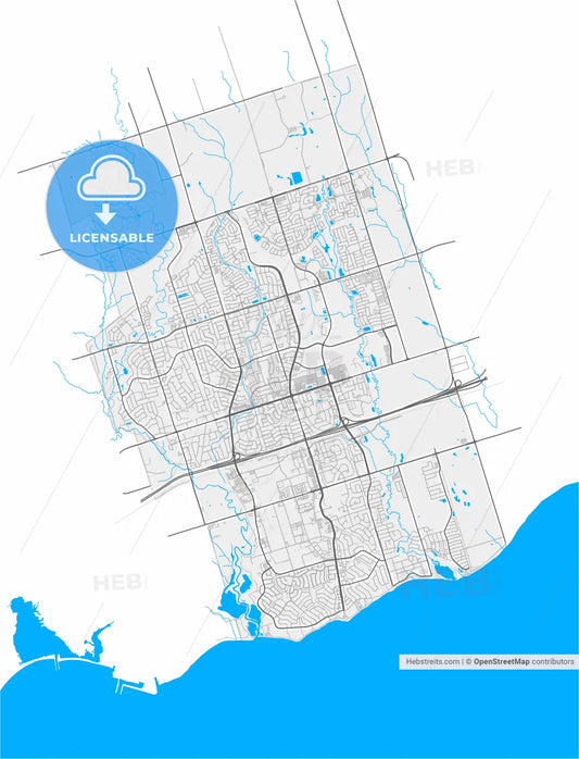 Ajax, Ontario, Canada, high resolution vector map - Instant download PDF and JPG