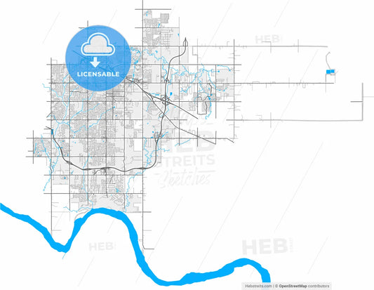 Broken Arrow, Oklahoma, United States, high resolution vector map - Instant download PDF and JPG