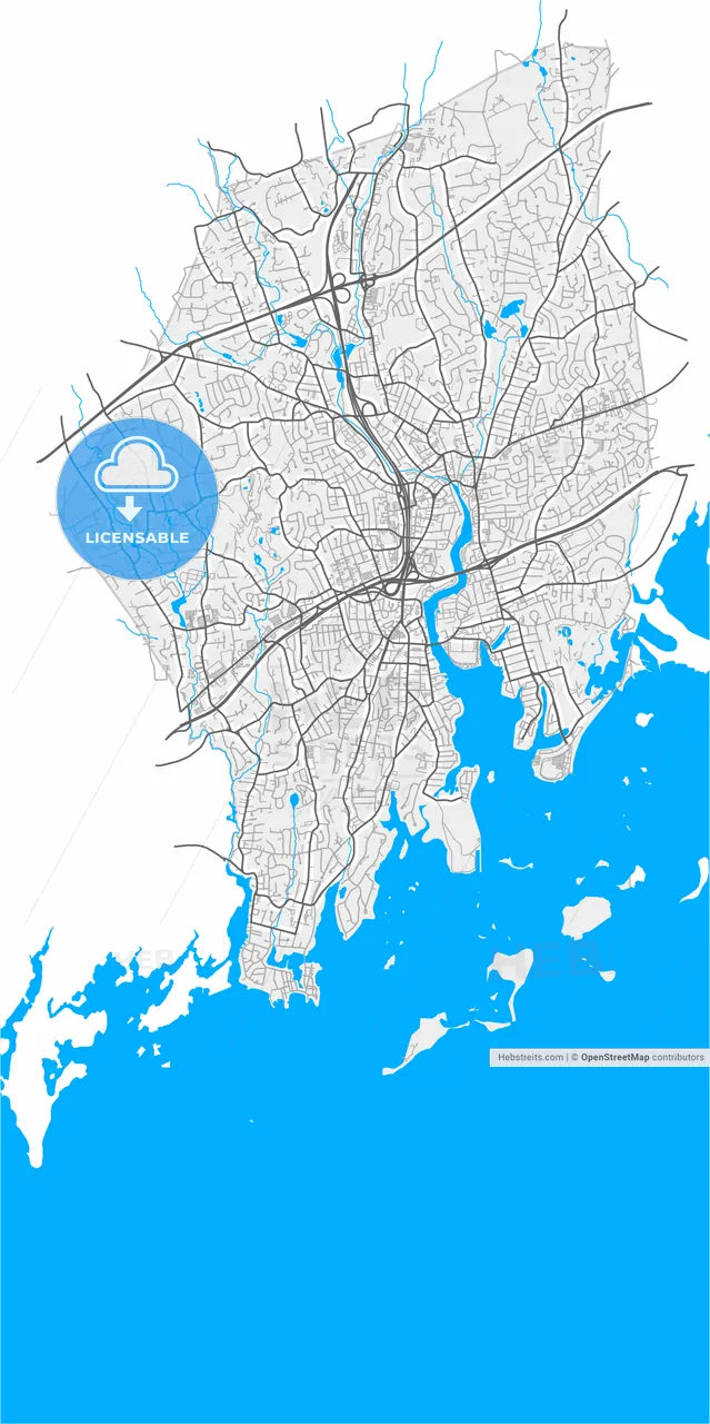 Norwalk, Connecticut, United States, high resolution vector map - Instant download PDF and JPG