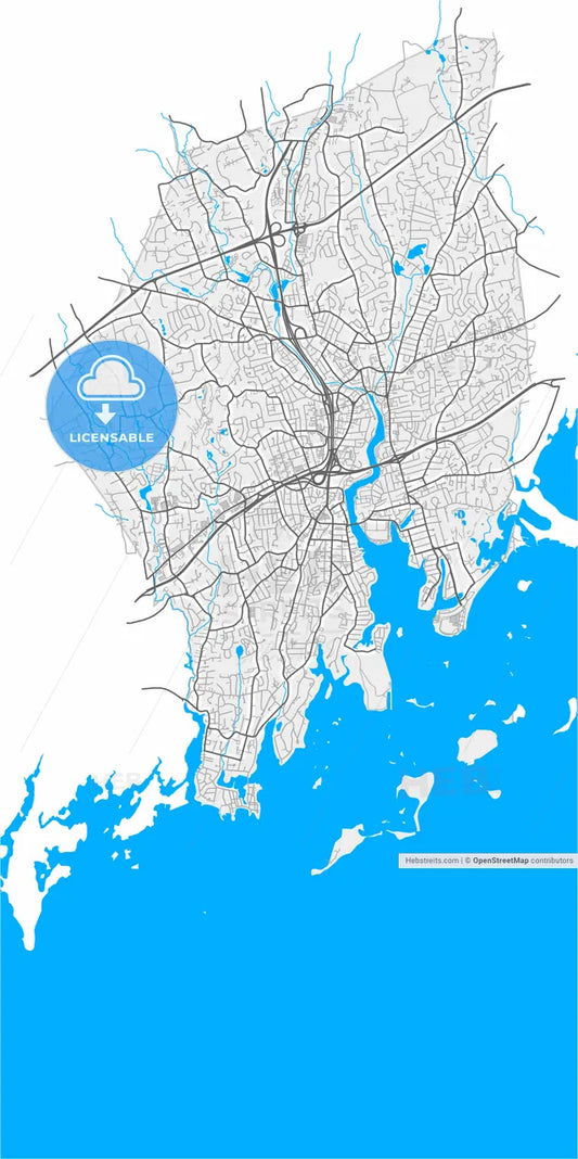 Norwalk, Connecticut, United States, high resolution vector map - Instant download PDF and JPG