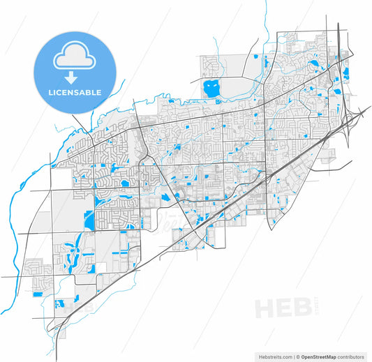 Bolingbrook, Illinois, United States, high resolution vector map - Instant download PDF and JPG