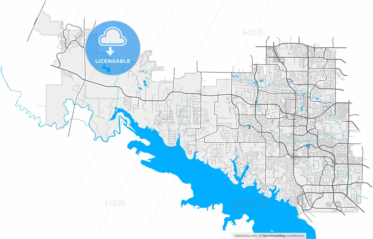 Flower Mound, Texas, United States, high resolution vector map - Instant download PDF and JPG