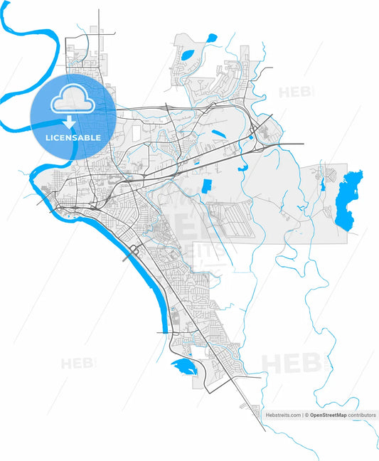 Bossier City, Louisiana, United States, high resolution vector map - Instant download PDF and JPG