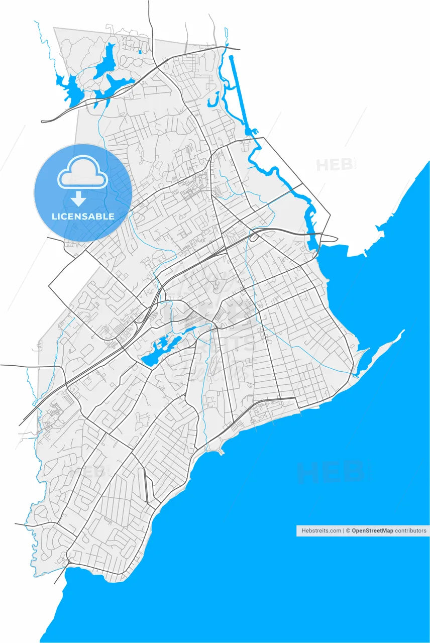 West Haven, Connecticut, United States, high resolution vector map - Instant download PDF and JPG