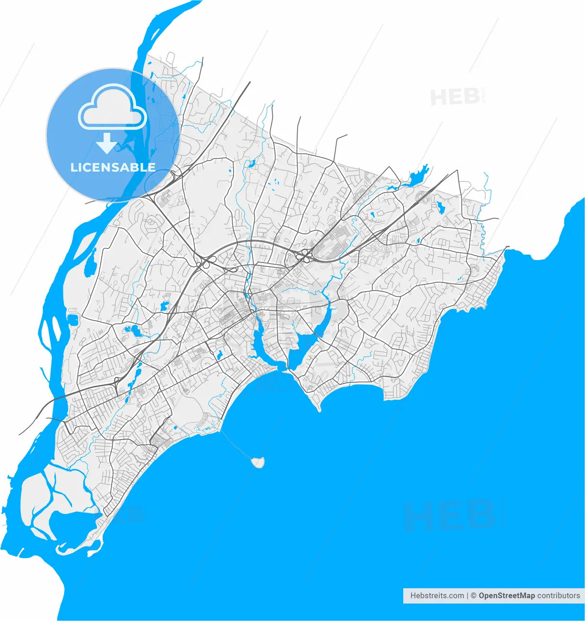 Milford, Connecticut, United States, high resolution vector map - Instant download PDF and JPG