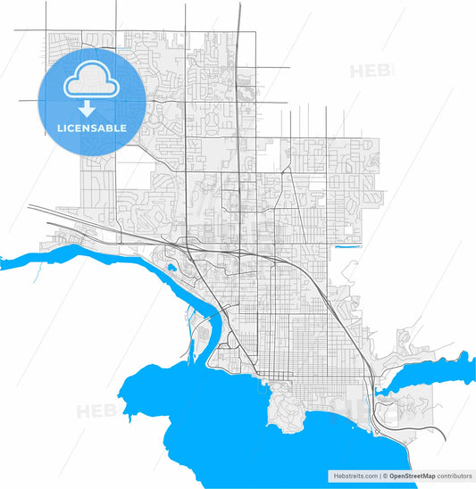 Coeur d Alene, Idaho, United States, high resolution vector map - Instant download PDF and JPG