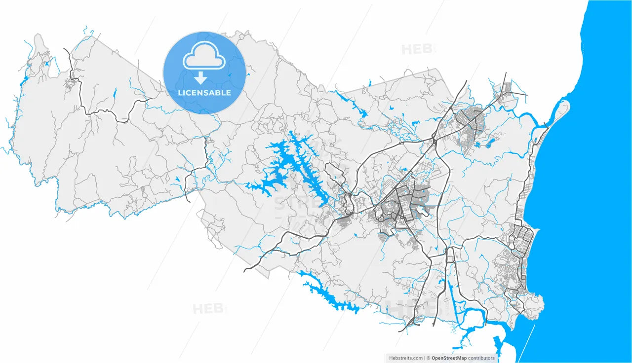 Cabo, Brazil, high resolution vector map - Instant download PDF and JPG