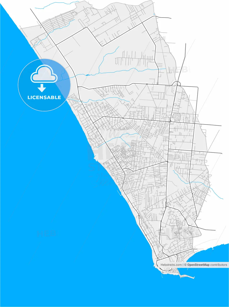 Anzio, Lazio, Italy, high resolution vector map - Instant download PDF and JPG