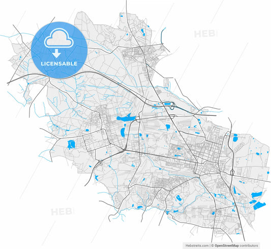 Bytom, Silesian, Poland, high resolution vector map - Instant download PDF and JPG