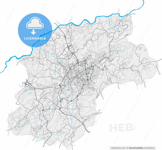 Braga, Braga, Portugal, high resolution vector map - Instant download PDF and JPG