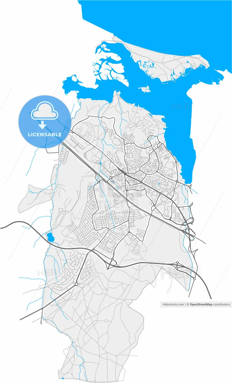 Amora, Setúbal, Portugal, high resolution vector map - Instant download PDF and JPG