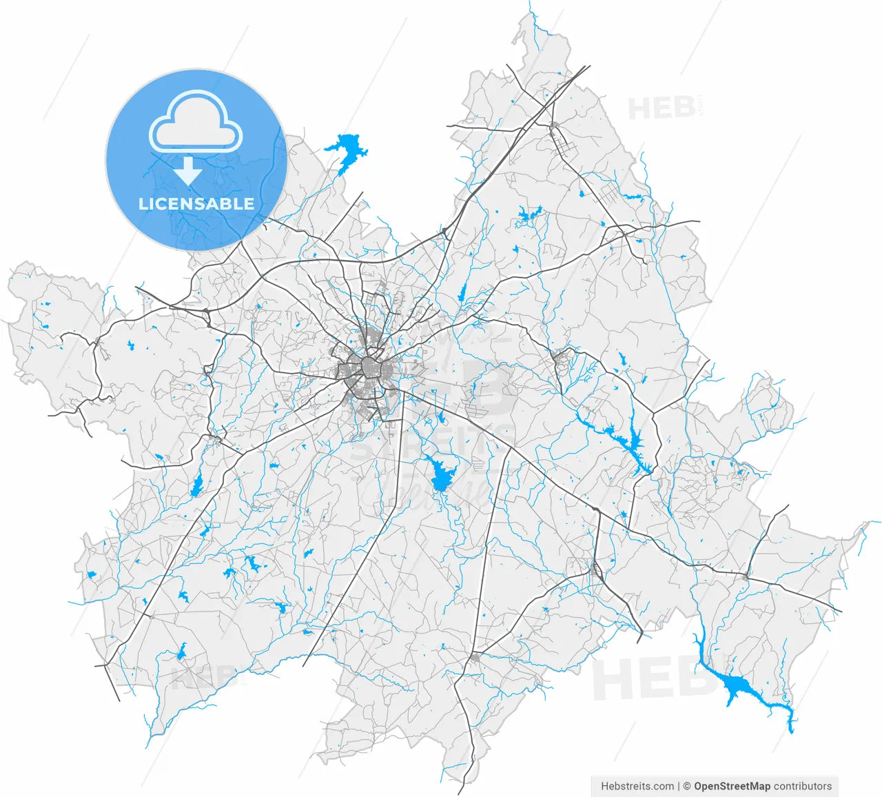 Évora, Évora, Portugal, high resolution vector map - Instant download PDF and JPG