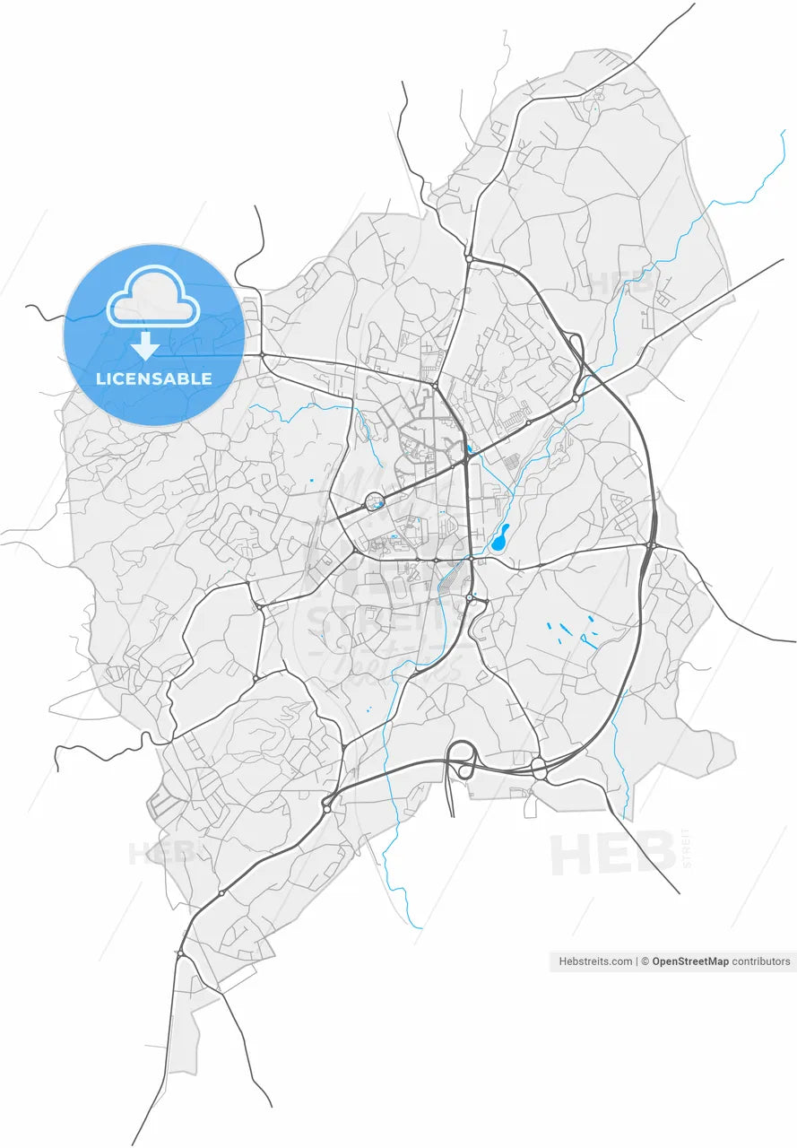 Vila Nova de Famalicão, Braga, Portugal, high resolution vector map - Instant download PDF and JPG
