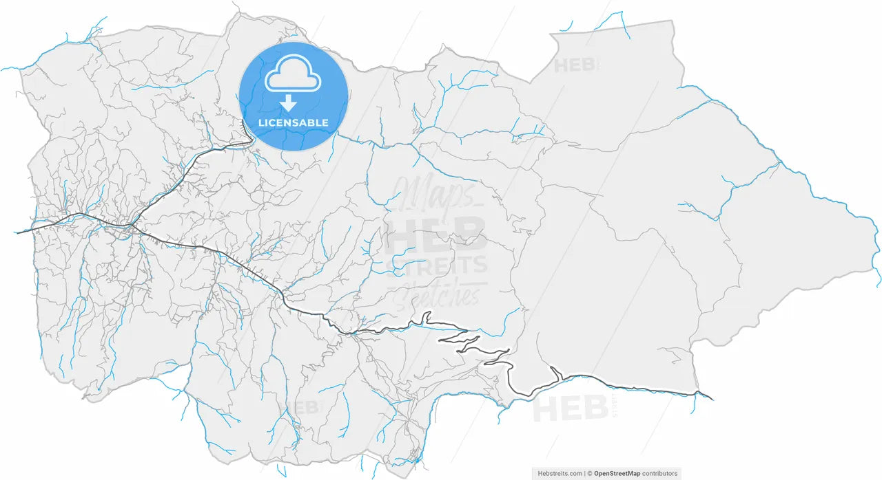 Borșa, Maramureș, Romania, high resolution vector map - Instant download PDF and JPG