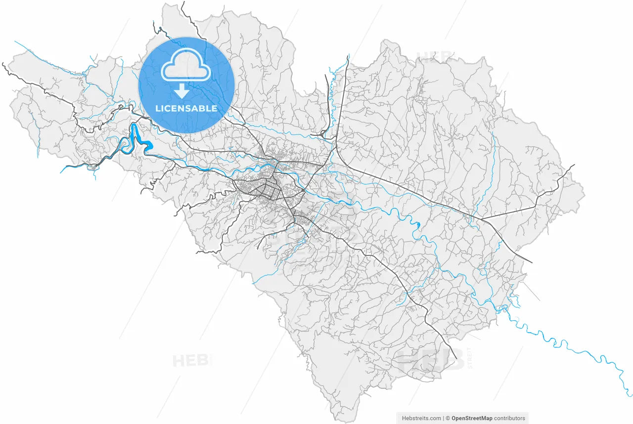Čačak, Moravica, Serbia, high resolution vector map - Instant download PDF and JPG