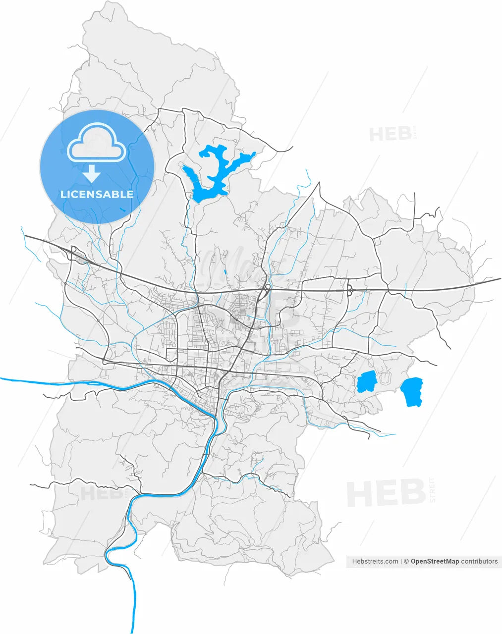 Celje, Slovenia, high resolution vector map - Instant download PDF and JPG