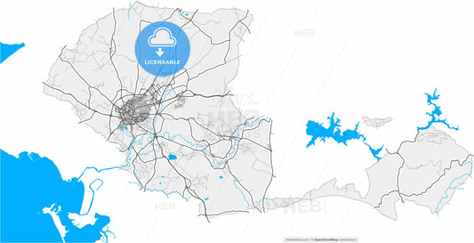 Jerez de la Frontera, Cádiz, Spain, high resolution vector map - Instant download PDF and JPG
