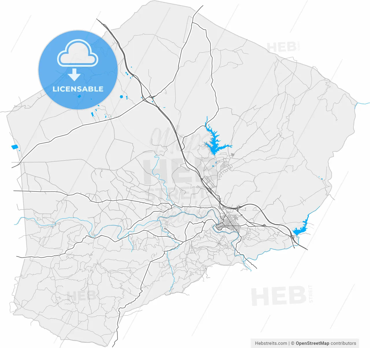 Cieza, Murcia, Spain, high resolution vector map - Instant download PDF and JPG