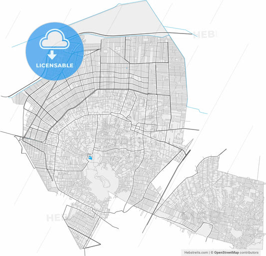 Chimalhuacán, México, Mexico, high resolution vector map - Instant download PDF and JPG