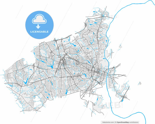 Fayetteville, North Carolina, United States, high resolution vector map - Instant download PDF and JPG