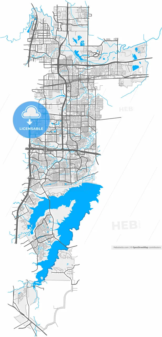 Grand Prairie, Texas, United States, high resolution vector map - Instant download PDF and JPG