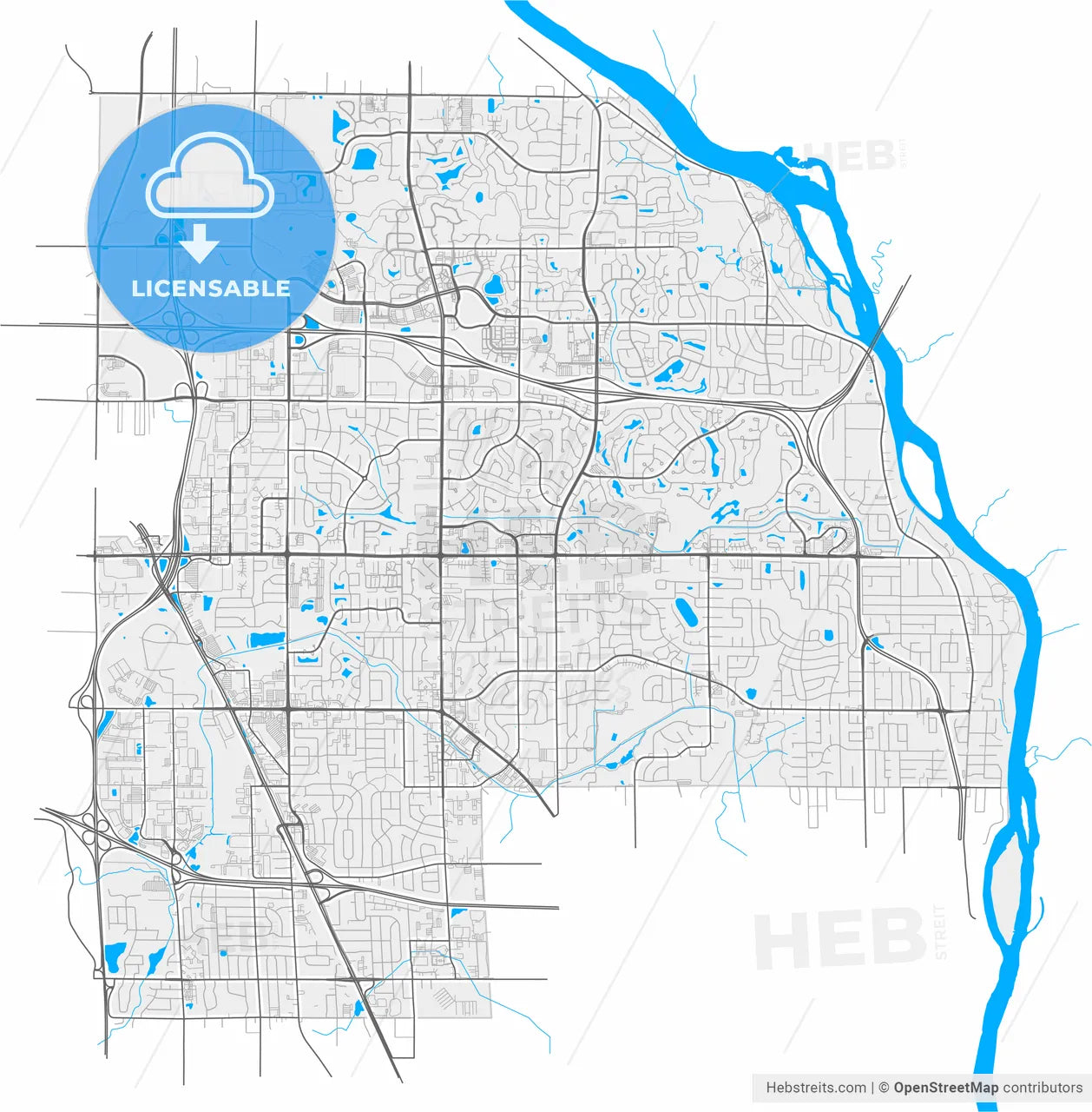 Brooklyn Park, Minnesota, United States, high resolution vector map - Instant download PDF and JPG