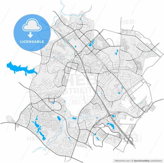 Gaithersburg, Maryland, United States, high resolution vector map - Instant download PDF and JPG