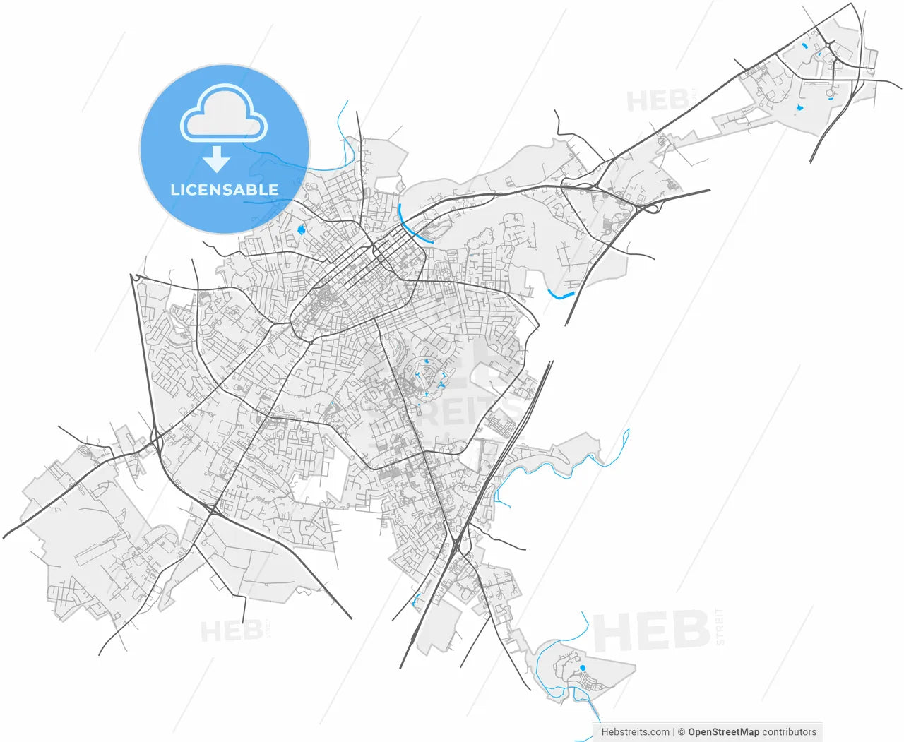 Bowling Green, Kentucky, United States, high resolution vector map - Instant download PDF and JPG