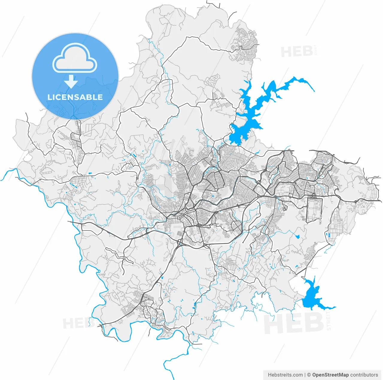 Betim, Brazil, high resolution vector map - Instant download PDF and JPG