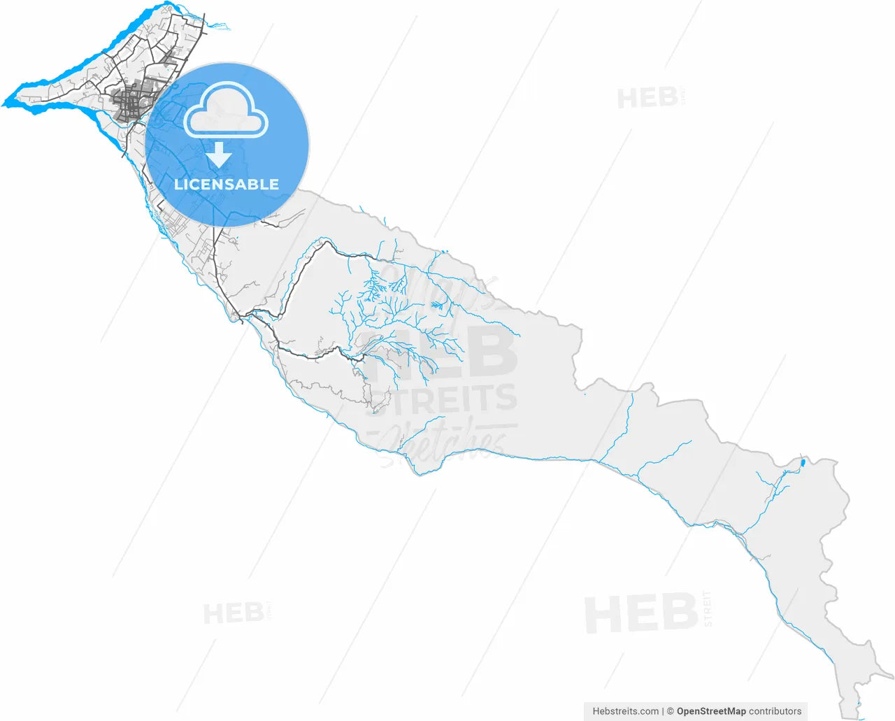 Curico, Chile, high resolution vector map - Instant download PDF and JPG