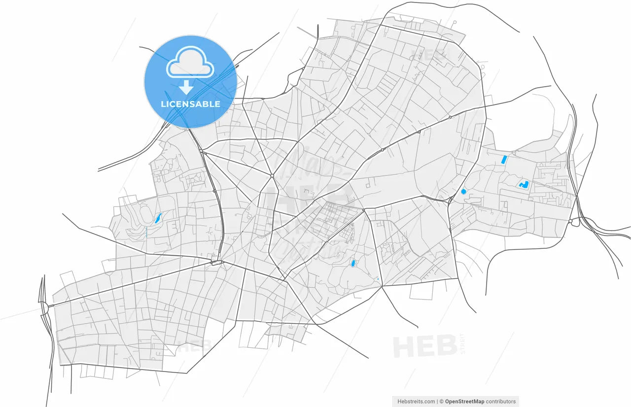 Montreuil, Seine-Saint-Denis, France, high resolution vector map - Instant download PDF and JPG