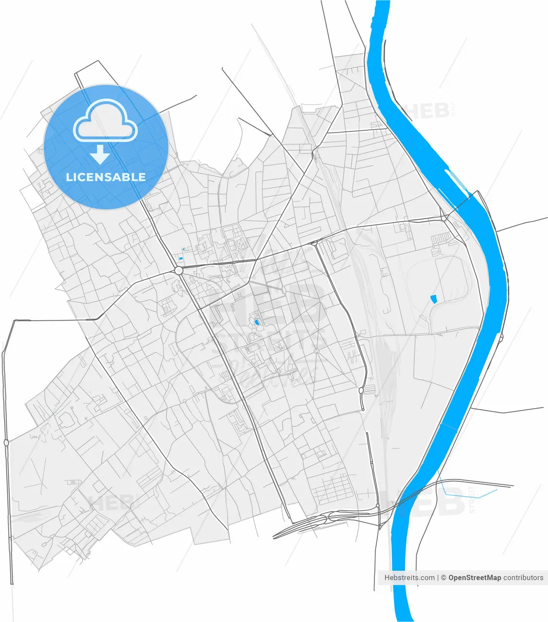 Vitry-sur-Seine, Val-de-Marne, France, high resolution vector map - Instant download PDF and JPG