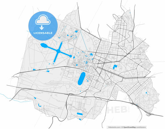 Versailles, Yvelines, France, high resolution vector map - Instant download PDF and JPG