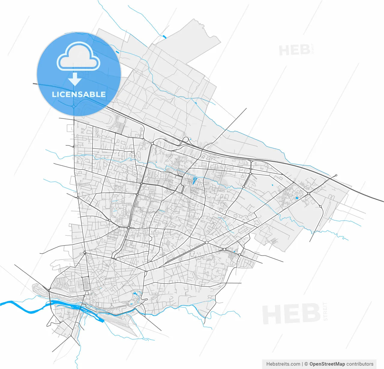 Pau, Pyrénées-Atlantiques, France, high resolution vector map - Instant download PDF and JPG