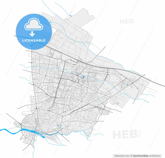 Pau, Pyrénées-Atlantiques, France, high resolution vector map - Instant download PDF and JPG