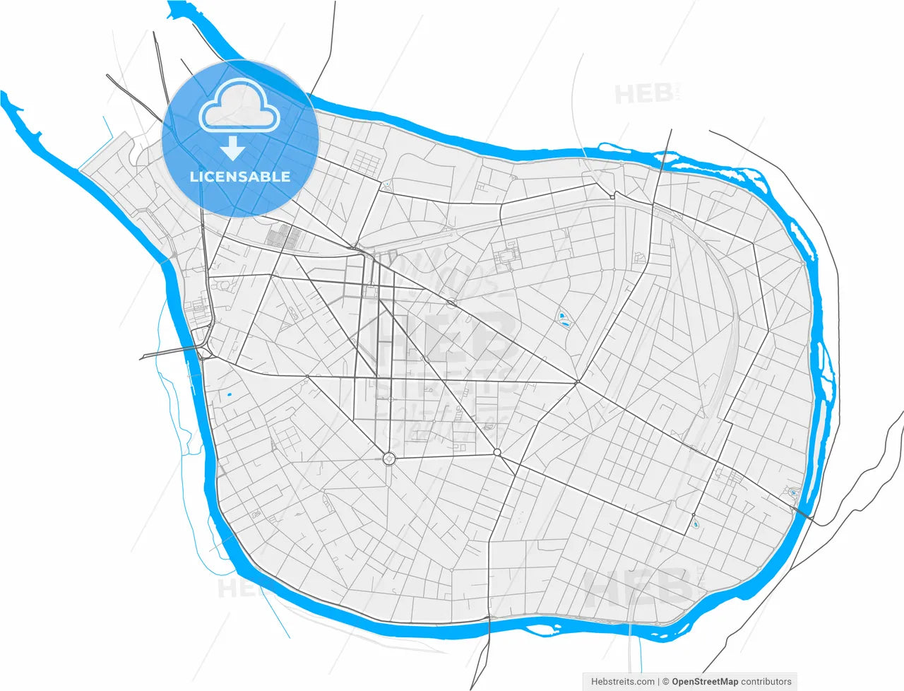 Saint-Maur-des-Fossés, Val-de-Marne, France, high resolution vector map - Instant download PDF and JPG
