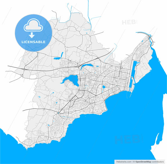 Saint-Nazaire, Loire-Atlantique, France, high resolution vector map - Instant download PDF and JPG