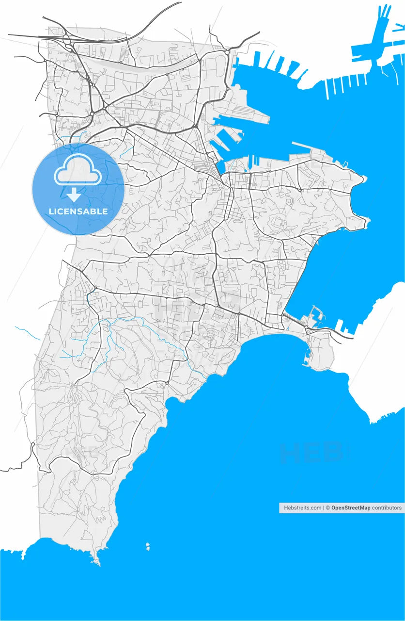 La Seyne-sur-Mer, Var, France, high resolution vector map - Instant download PDF and JPG