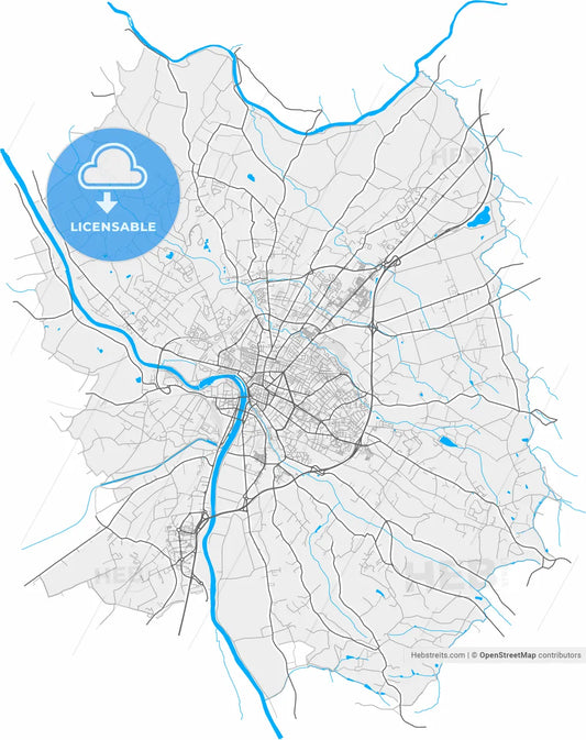Montauban, Tarn-et-Garonne, France, high resolution vector map - Instant download PDF and JPG