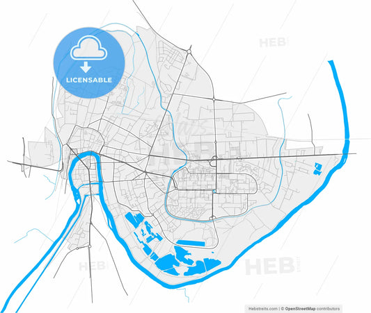 Meaux, Seine-et-Marne, France, high resolution vector map - Instant download PDF and JPG