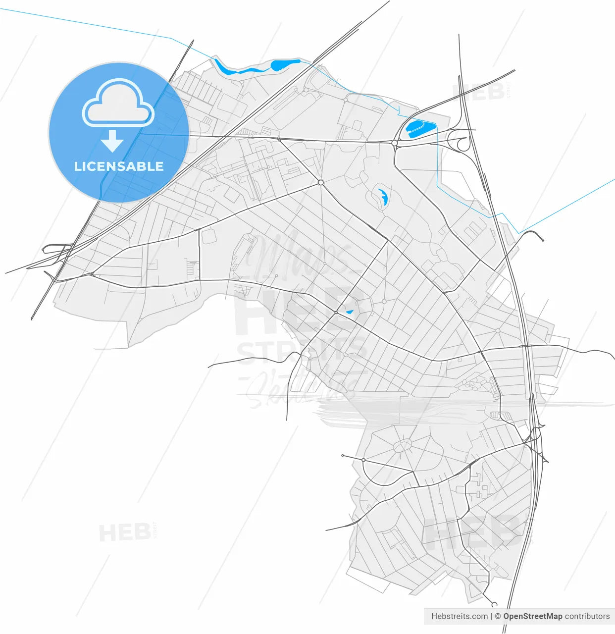 Le Blanc-Mesnil, Seine-Saint-Denis, France, high resolution vector map - Instant download PDF and JPG