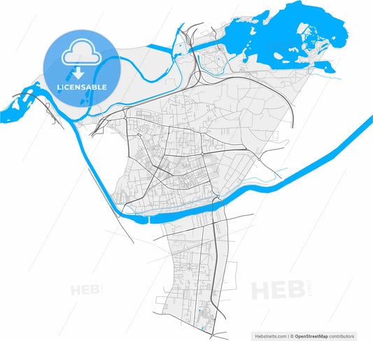 Vaulx-en-Velin, Rhône, France, high resolution vector map - Instant download PDF and JPG
