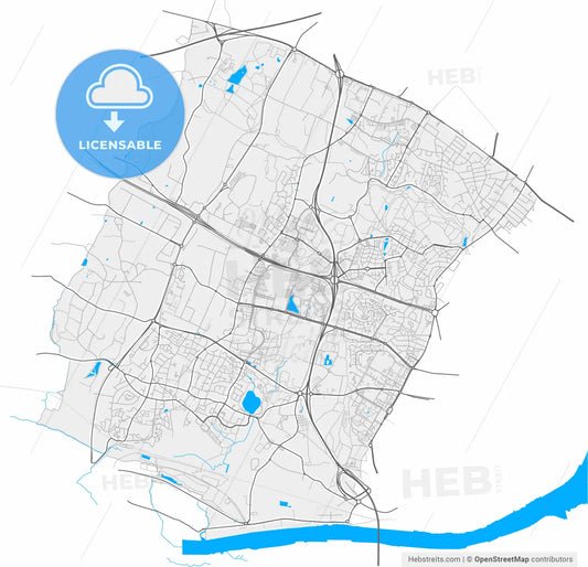 Saint-Herblain, Loire-Atlantique, France, high resolution vector map - Instant download PDF and JPG