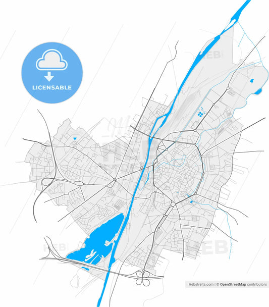 Valenciennes, Nord, France, high resolution vector map - Instant download PDF and JPG