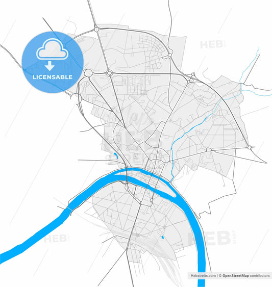 Melun, Seine-et-Marne, France, high resolution vector map - Instant download PDF and JPG