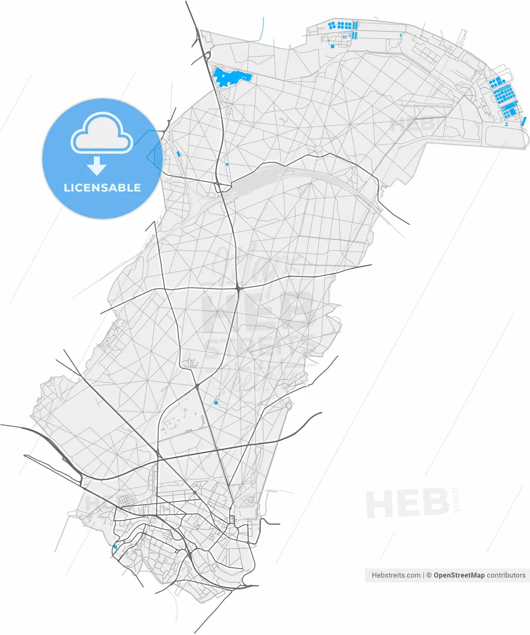 Saint-Germain-en-Laye, Yvelines, France, high resolution vector map - Instant download PDF and JPG